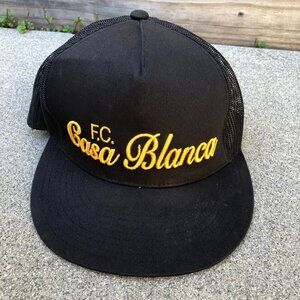 YUPOONG F.C. CASA BLANCA Trucker Hat Men's Adjustable Cap Black Embroidered​